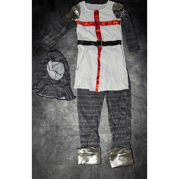 Kids Knight Templar Halloween Costume Boys M Crusader Cross Medieval Cosplay - Picture 2 of 9